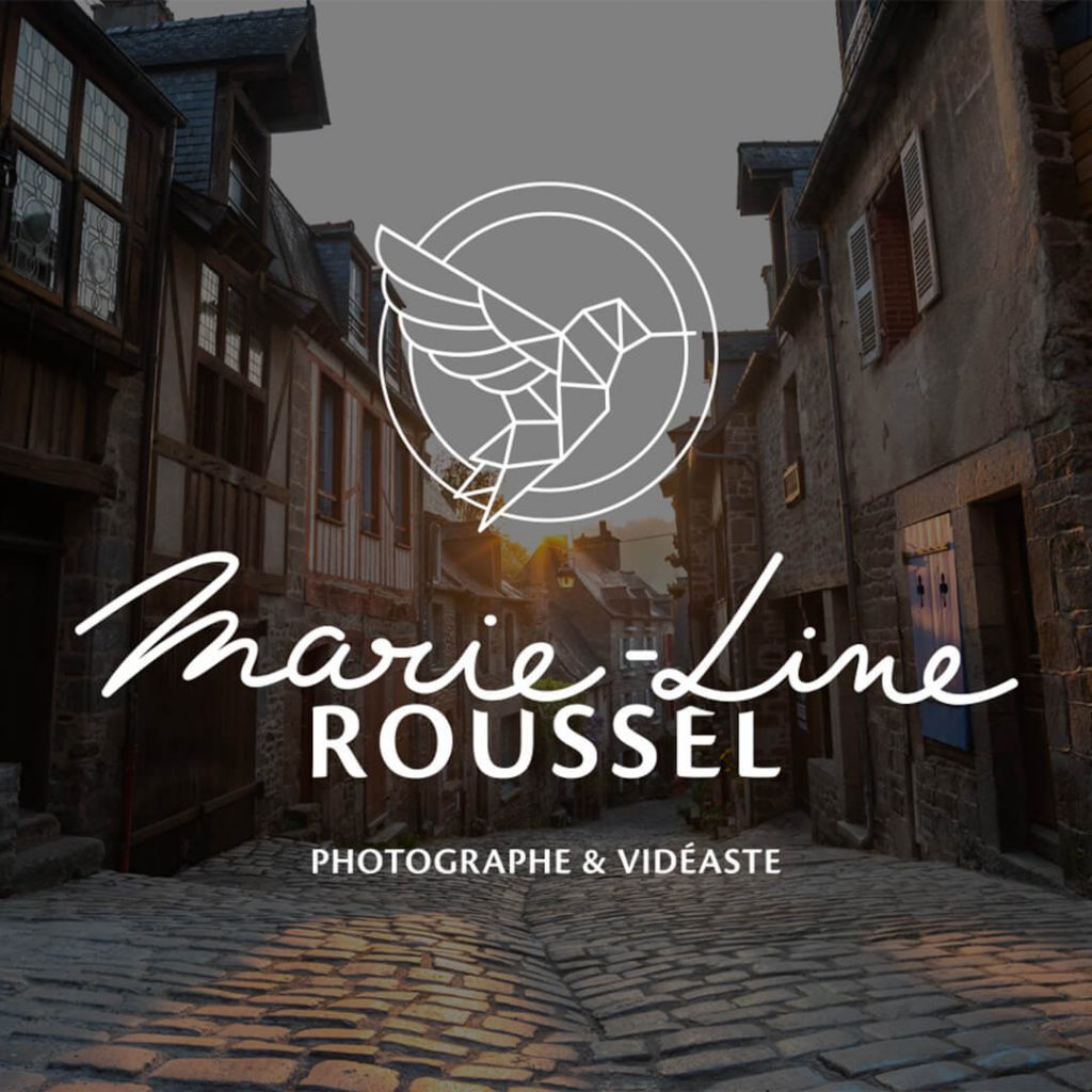 Création logo et identité visuelle de Marie-Line Roussel, photographie et vidéaste par l'agence de communication Shebam à Dinan, Lamballe, Saint-Malo, Saint-Brieuc